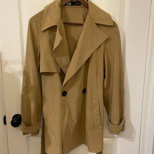Zara Short Suede Trench Coat